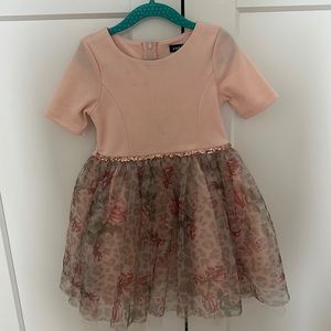 Zunie Pink Rose Party Dress Sparkle Waistband Size 4